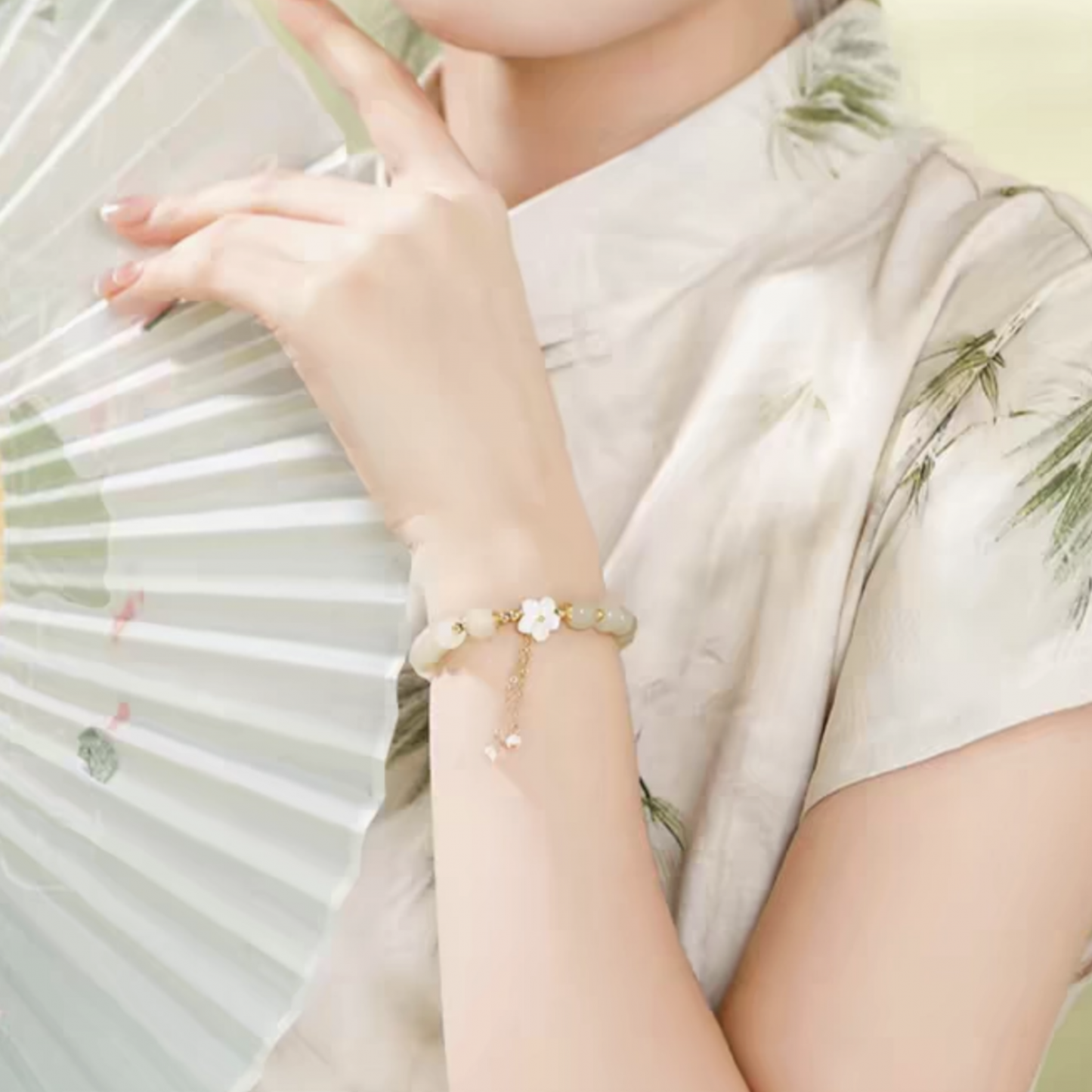 “Peach Blossom Jade” Hetian Jade Bracelet