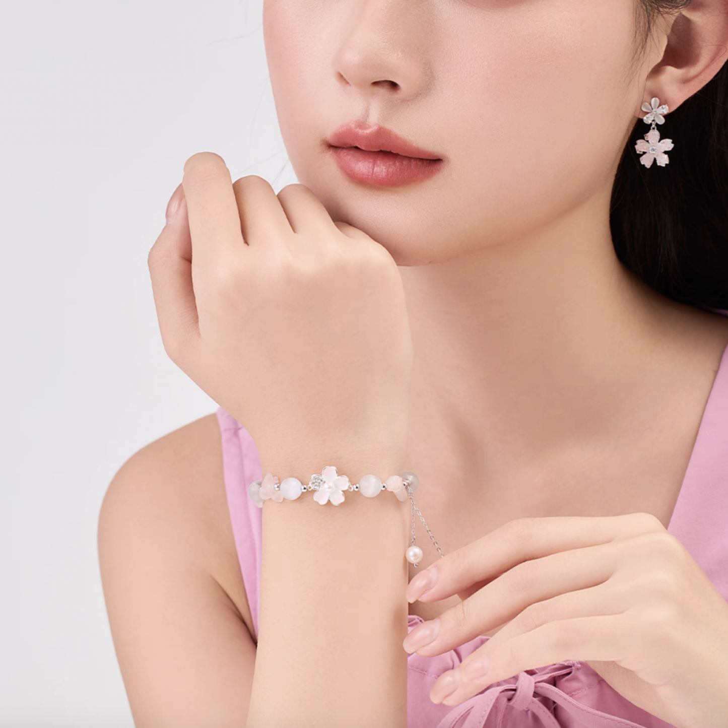 peach blossom glass bracelet