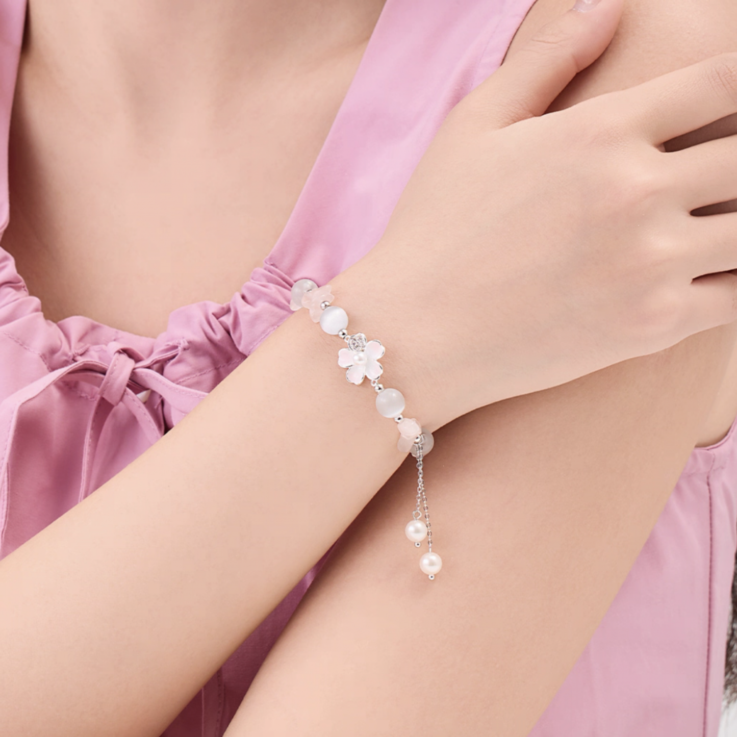peach blossom glass bracelet