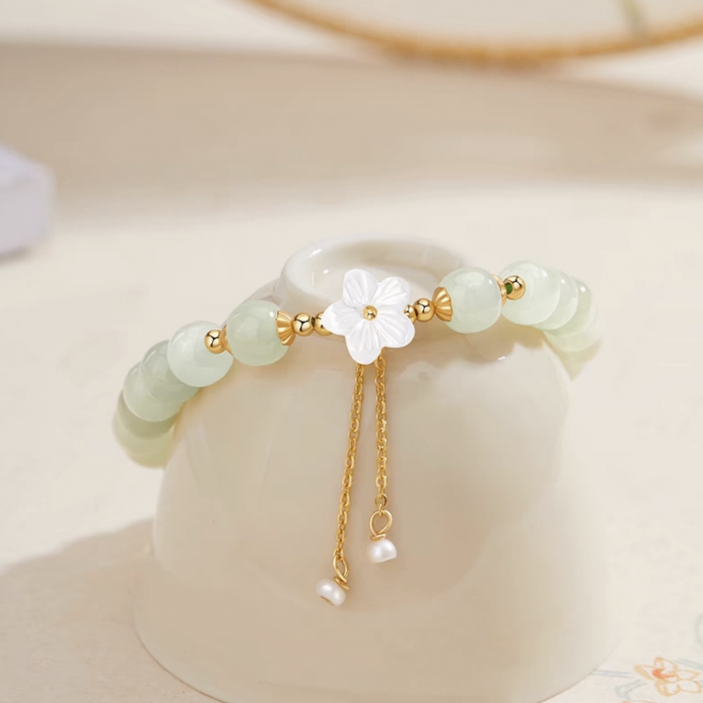 “Peach Blossom Jade” Hetian Jade Bracelet
