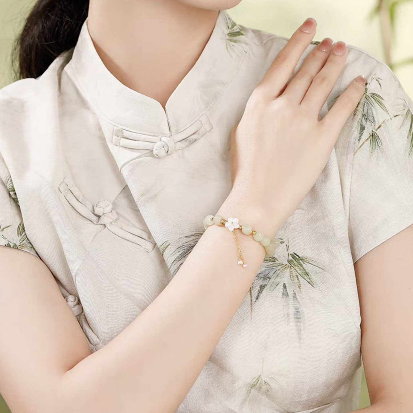 “Peach Blossom Jade” Hetian Jade Bracelet